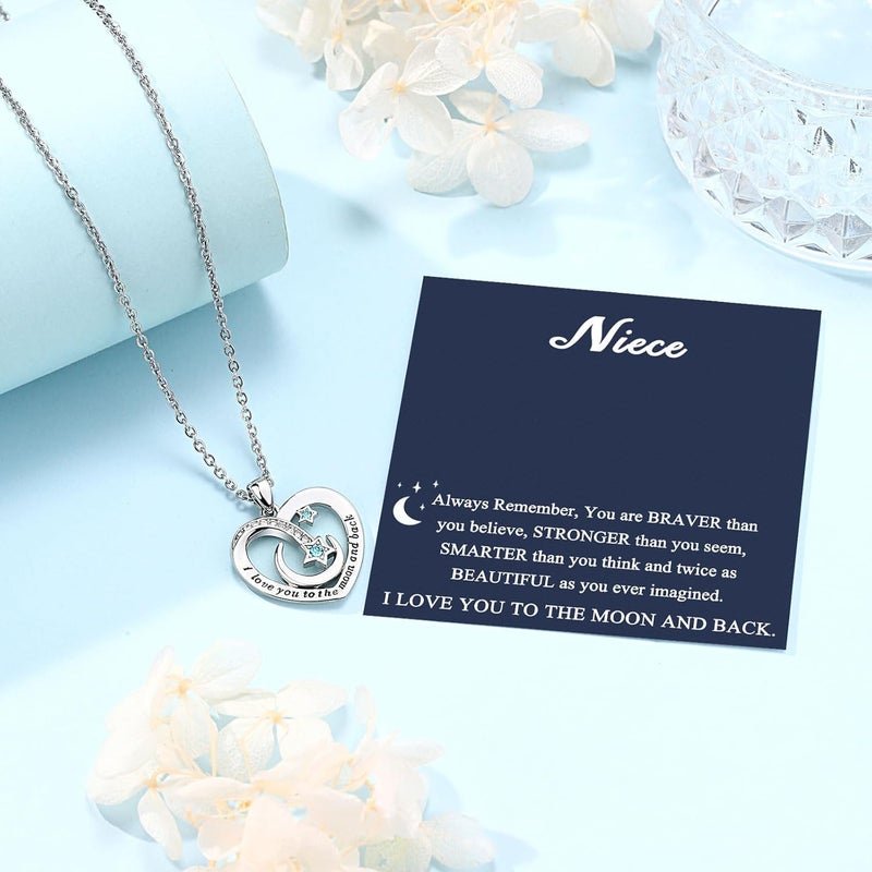 UPROMI To My Granddaughter/Daughter/Niece Gifts Necklace, Valentines Christmas Birthday Gifts, I Love You to The Moon and Back - Image 5